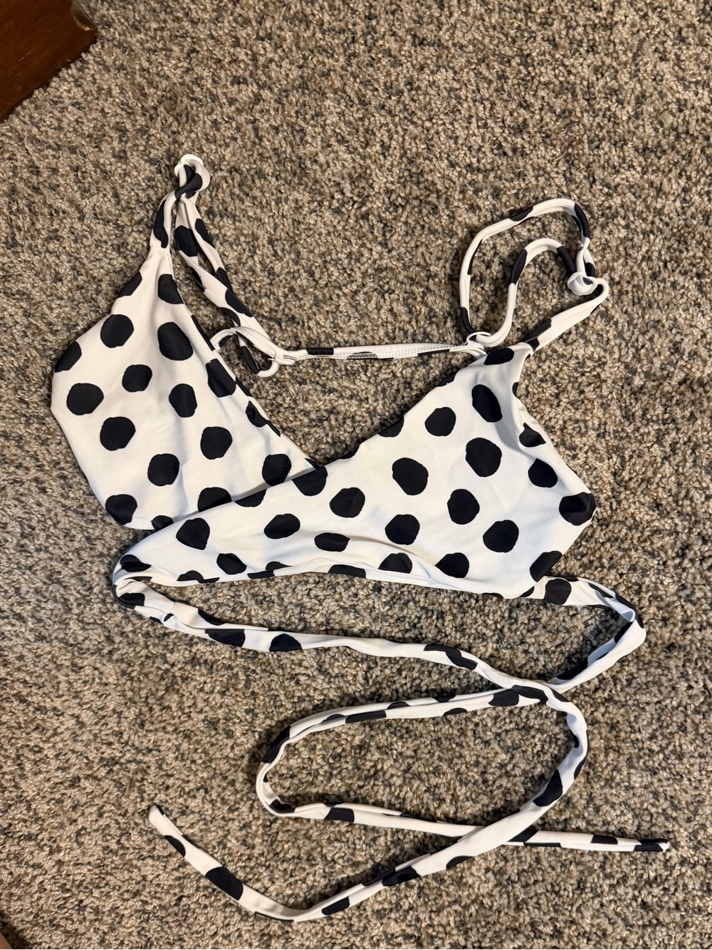 moana bikini White and Black Polka Dot Wrap Bikini Top